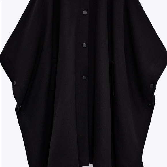 NWT ZARA LIMITED EDITION BLACK WOOL PONCHO COAT SIZE M - Picture 5 of 5